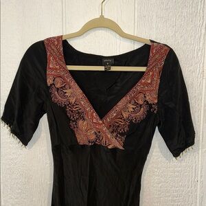 Plenty by Tracey Reese Silk Dress Cross Front V-Neck Maxi Dress Anthropologie